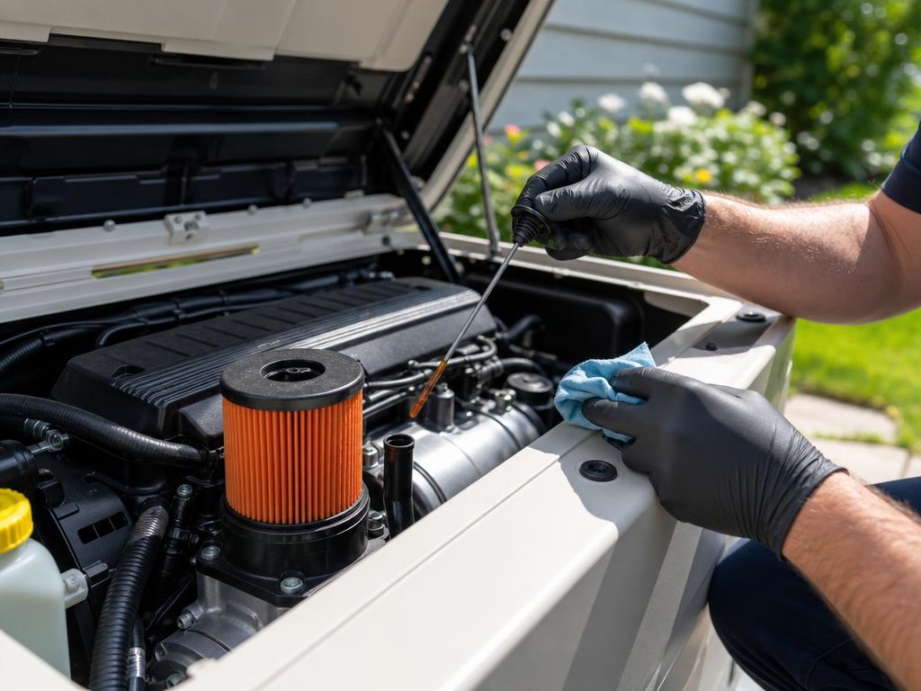 Oil and filter change on a standby generator