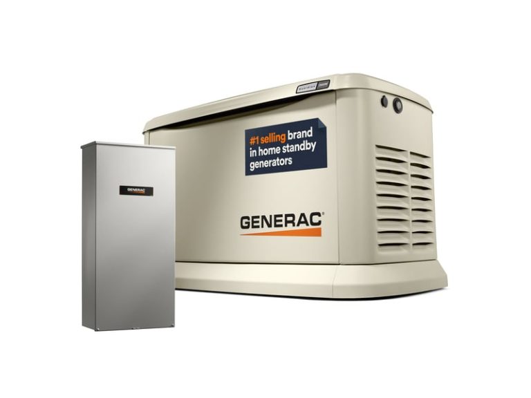 Generac Guardian 26kW home standby generator with whole house transfer switch.