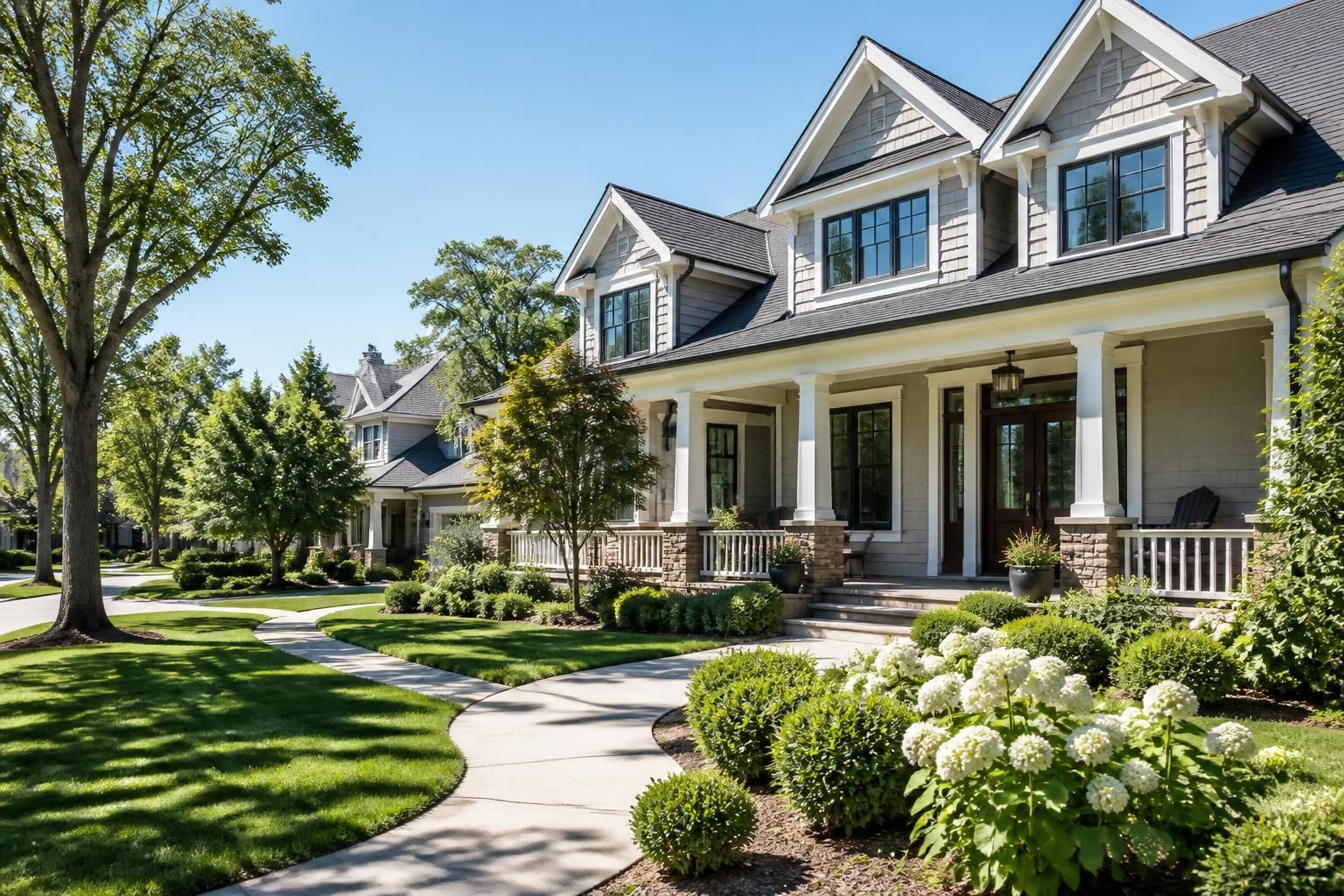 Upscale Poway neighborhood with spacious homes and well-kept landscaping.