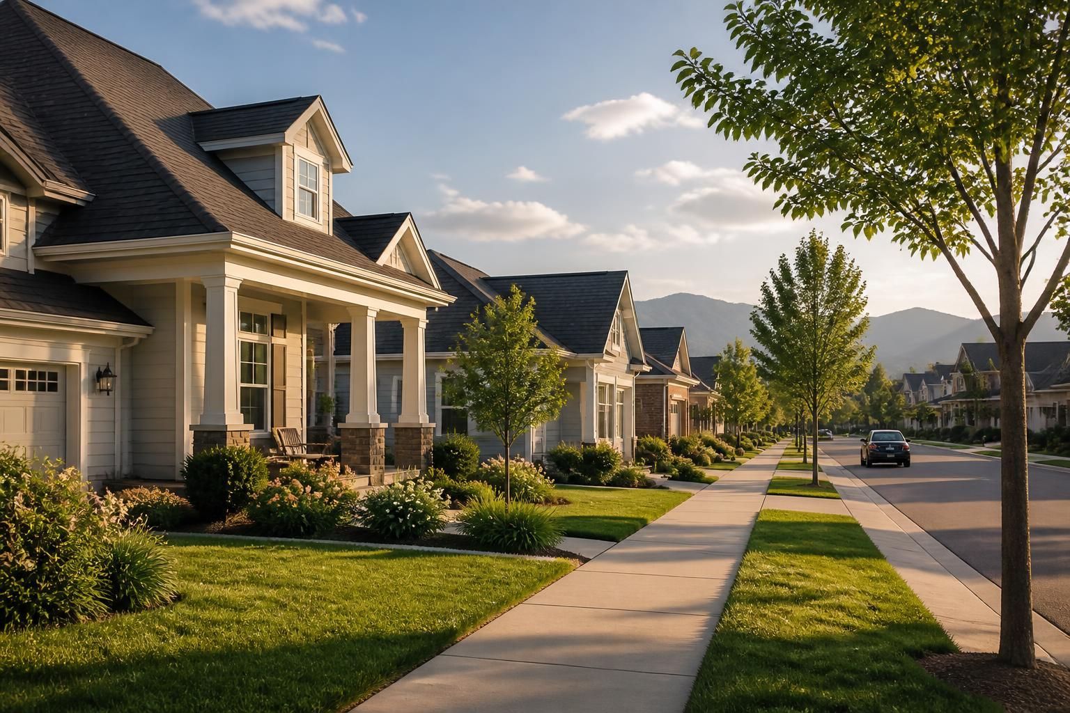Well-kept Santee neighborhood with open streets and soft afternoon light.